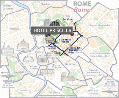 Hotels Rome, Mapa